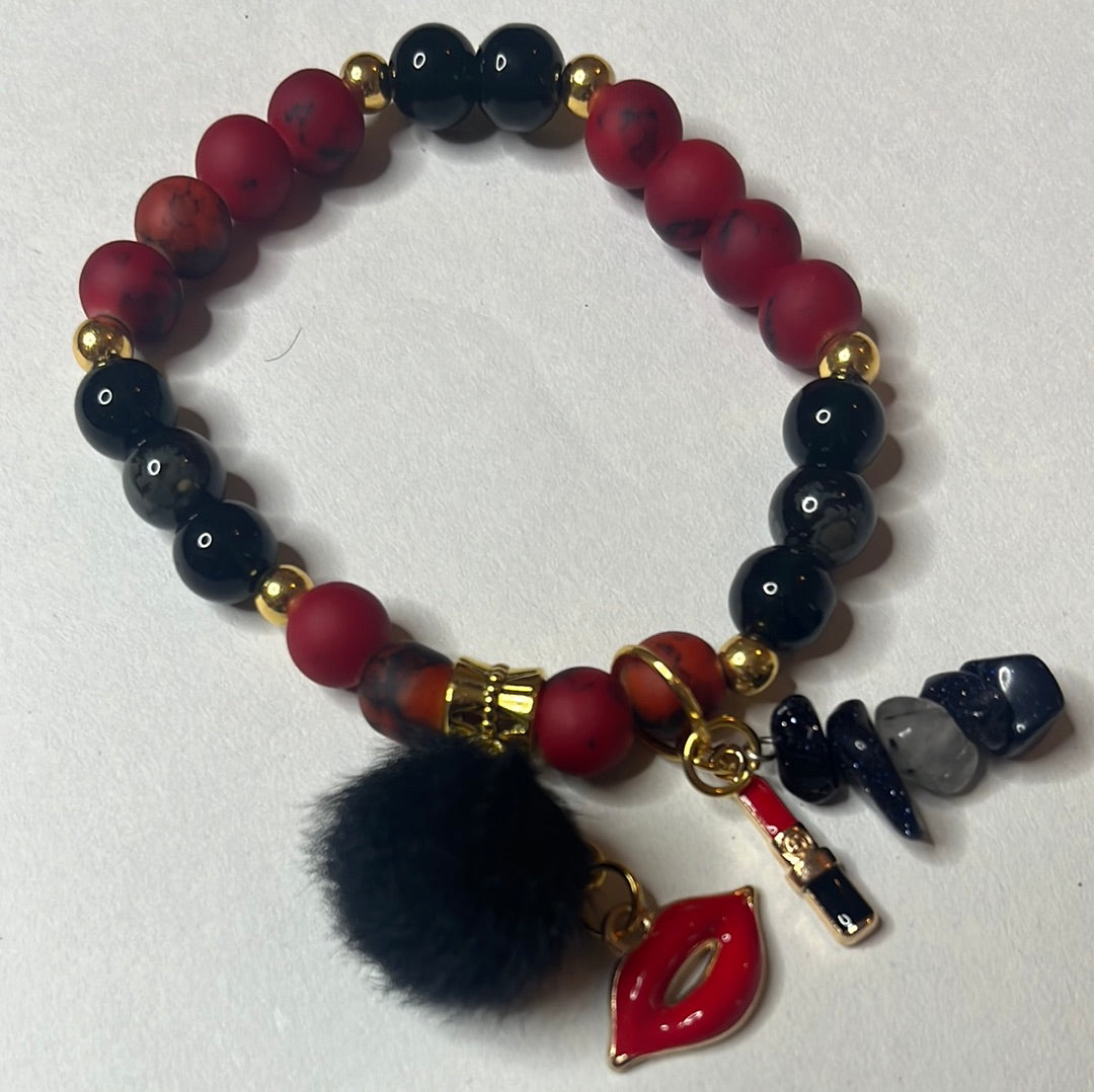 Red & Black Beaded Bracelet